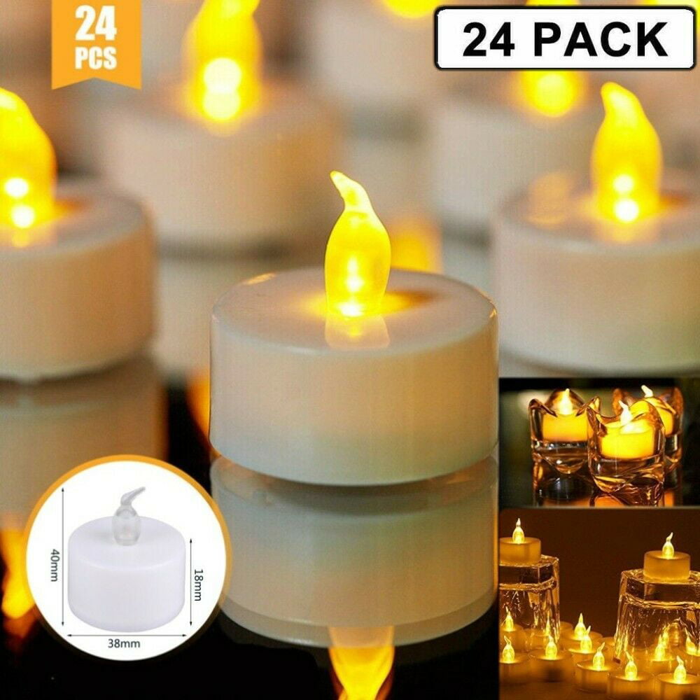 24Pcs Flameless Votive Candles Battery Operated Flickering LED Tea Light Lamp ES 