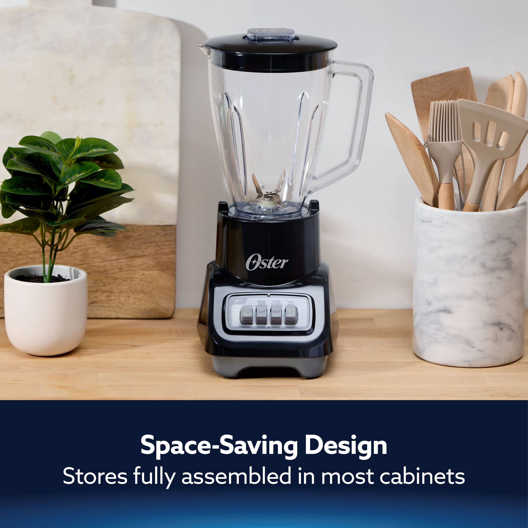 Oster Turbo 5-Speed 750W Black Countertop Blender With 54 Ounce Jar, Kitchen Blender, Blender for Smoothies