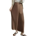 thumbnail image 2 of PNTUTB Women's Solid Color Lightweight Breathable Casual Loose Comfortable Button Up Wide Leg Pants with Pockets, 2 of 6