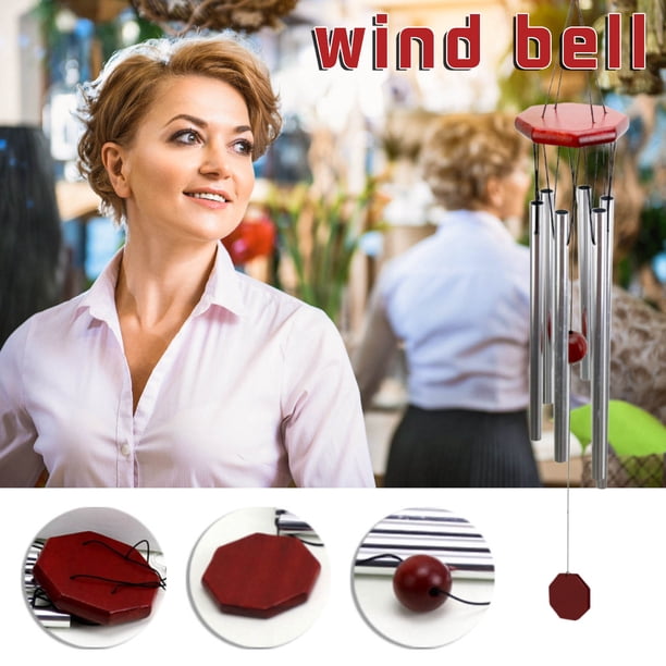 Campana de Viento onlyliua de Varios Tubos de Metal y Madera Creativa para Interior