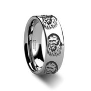 Thorsten Mandalorian Symbol | Titanium Rings for Men | Lightweight Titanium | Comfort Fit | Star Wars Polished Titanium Engraved Ring Jewelry - 8mm