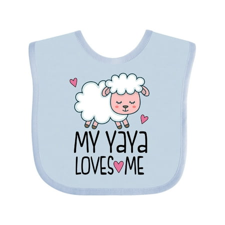 

Inktastic My Yaya Loves Me Baby Grandchild Lamb Girls Baby Bib