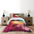 thumbnail image 3 of Ambesonne Science Quilted Bedspread Set 2 Pcs, Galaxy Stardust Cosmos, Twin Size, Pink Orange Green, 3 of 6
