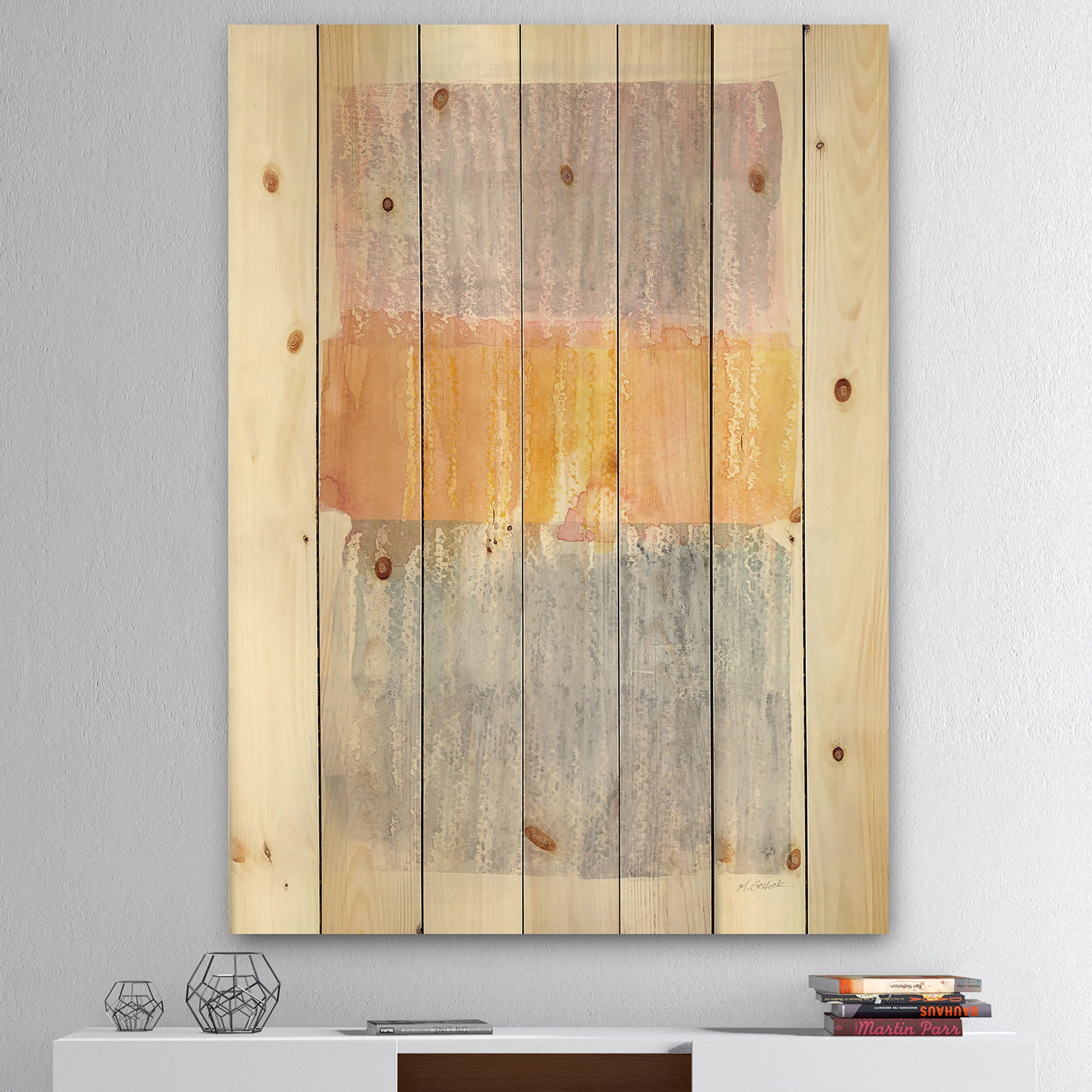 Designart 'Modern Abstract Drive' Cottage Print on Natural Pine Wood