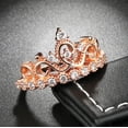 thumbnail image 2 of Crown Ring Rose Gold Plated Copper With Diamond Accent For Elegant Festival Party Jewelry For Daily Wear Gifts, 2 of 4