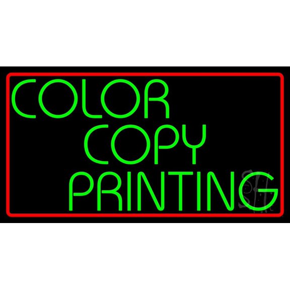 Color Copy Printing Red Border LED Neon Sign 13 x 24 - inches, Clear Edge Cut Acrylic Backing, with Dimmer - Bright and Premium built indoor LED Neon Sign for Computer & Electronics store decor.