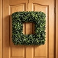 thumbnail image 3 of Artificial Green Boxwood Wreath for Front Door Indoor Outdoor Decor All Season Low Maintenance Durable Faux Plant Decoration with Lifelike Appearance 19 Inch Size, 3 of 5
