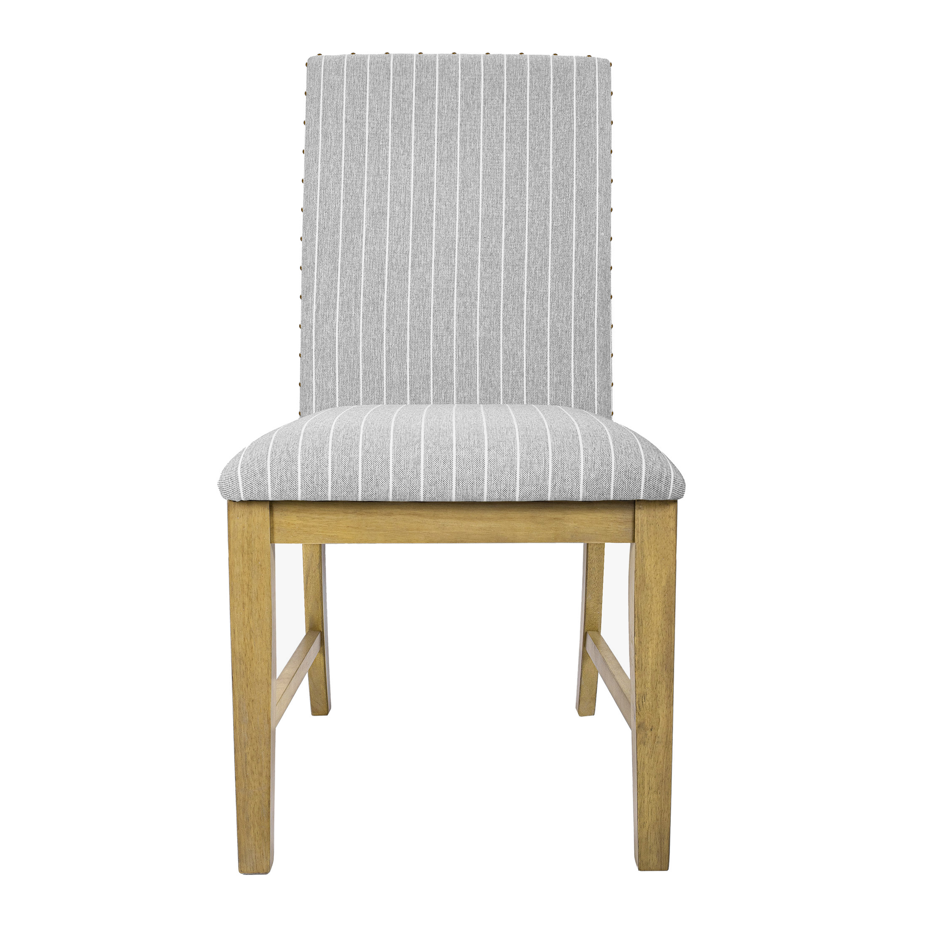 HomePop Upholstered Dining Chair, Set of 2, Light Gray Stripe