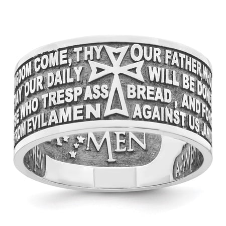 Diamond2Deal 925 Sterling Silver Rhodium-plated Lord's Prayer Ring for Women Size 6