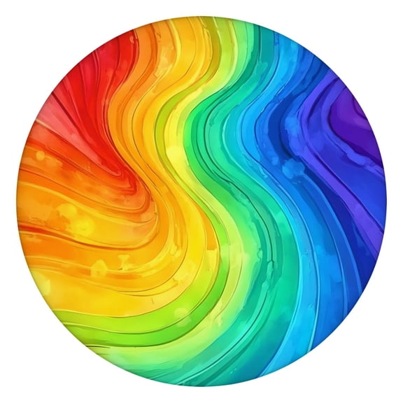 Colorful Tie Dye Wave Pattern Round Fitted Tablecloth with Elastic Edge,Dining Table Cover Waterproof,Outdoor Round Tablecloth for Camping,Dining,Indoor and Outdoor