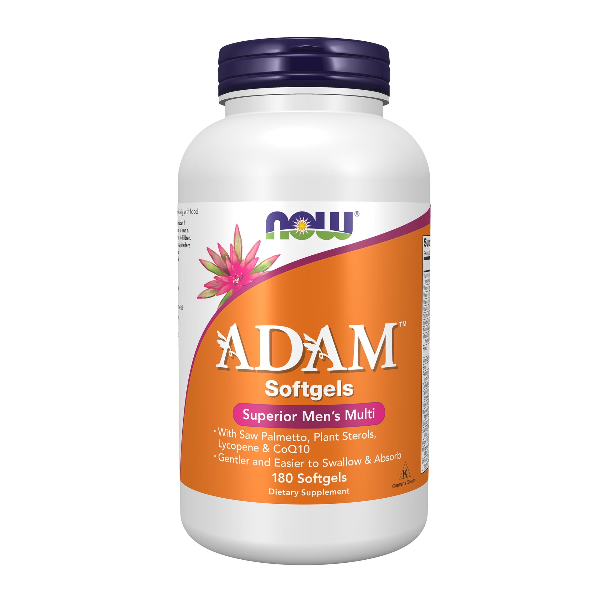 NOW Supplements, ADAM™ Men's Multivitamin with Saw Palmetto, Plant Sterols, Lycopene & CoQ10, 180 Softgels