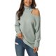 thumbnail image 1 of Suéter casual de manga larga con corte en los hombros y cuello alto para mujer Inspire Chic, XL, gris, otoño-invierno, 1 of 7