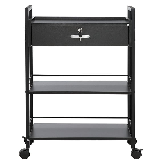 Salon Trolley Cart, 3-Tier Beauty Cart on Wheels with Drawer & Lockable Wheels, Hair Styling Station for Barbershop, SPA, Hairdresser Storage Organizer