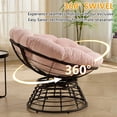 thumbnail image 5 of OMNIBERG Ergonomic 360° Swivel Wicker Papasan Chair, Oversized Indoor Outdoor Rattan Egg Sofa Chair Lounger with Soft Thick Cushion for Living Room, Bedroom, Patio, Yard, Pink, 5 of 9