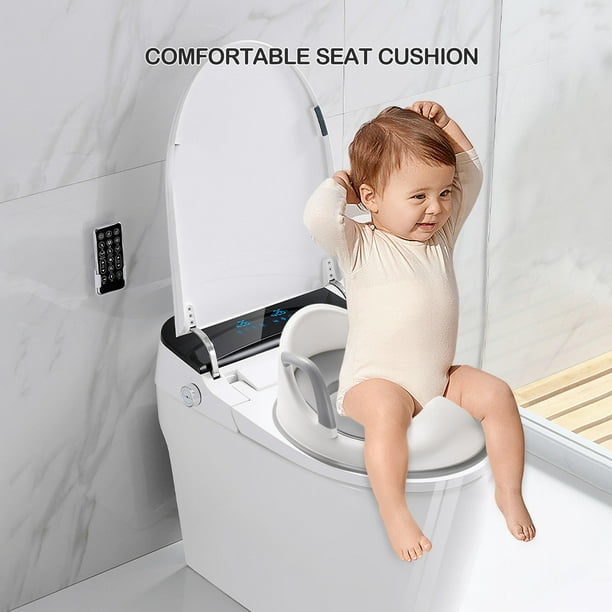 Siège d'apprentissage de la propreté, siège de toilette pour bébé avec  poignées sûres et coussin amovible pour garçons et filles, gris 