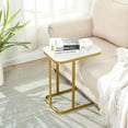 thumbnail image 2 of Nathaniel Home C-Shaped Sofa Side End Table, Legant Modern Sofa Side Table, Square Under Sofa Tables, with Painted Metal Frame, Gold/White, 2 of 6