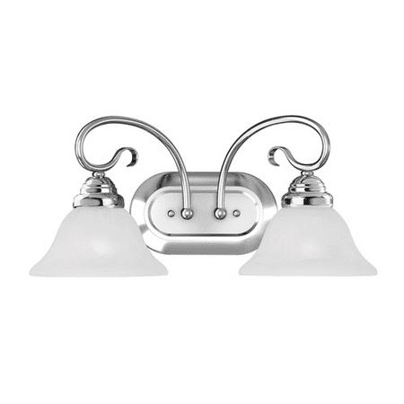

Bathroom Vanity 2 Light With White Alabaster Glass Chrome size 19 in 200 Watts - World of Crystal