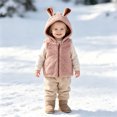 thumbnail image 3 of Girls Hooded Vest Soft Bunny Ear Design Zip Front Sleeveless Jacket (Pink), 3 of 5