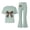 Green, variant on UACY Girls Fashion Clothes Leopard Bow 2 Piece Outfits Kids Cute Clothing Sets Short Sleeve T Shirt Matching Flare Pants Set (Grey, 2-3 Years)