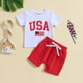 thumbnail image 2 of kpoplk Baby Boy Girl 4th of July Outfit Toddler Fourth of July Clothes Infant USA Shirt and Stars Shorts Set Size 6-12 Months,White, 2 of 9