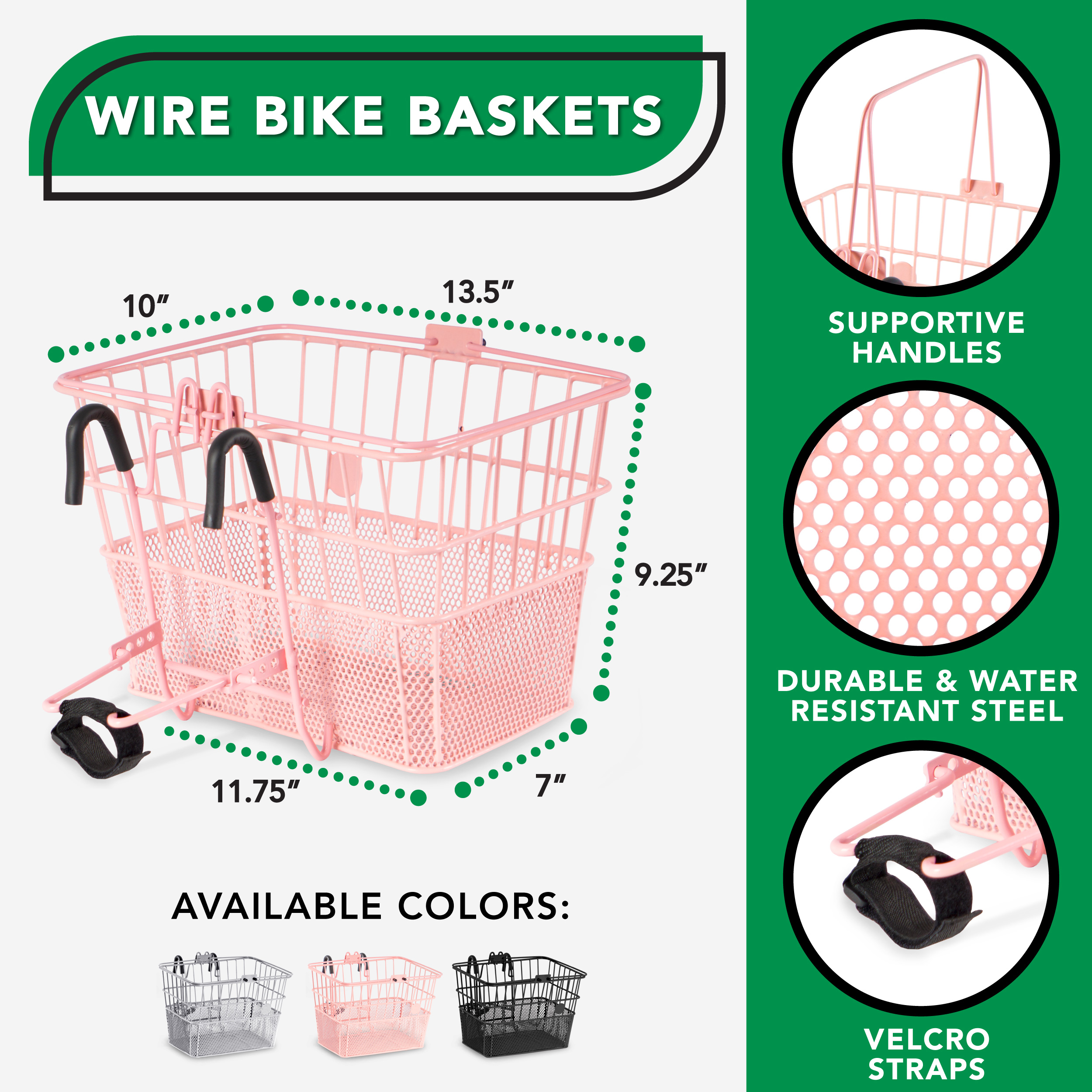 Wire Bike Basket, Pink