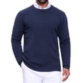 thumbnail image 1 of SUÉTER PULLOVER DE PUNTO TEXTURIZADO EN ESPIRAL PARA HOMBRES DE AJUSTE DELGADO CON CUELLO REDONDO Y MANGA LARGA TALLA S AZUL MARINO, 1 of 6