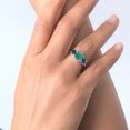 thumbnail image 5 of Gem Stone King 925 Sterling Silver Green Malachite and Blue Created Sapphire 3 Stone Engagement Ring for Women (4.20 Cttw, Gemstone, Cushion 8MM, Size 9), 5 of 5