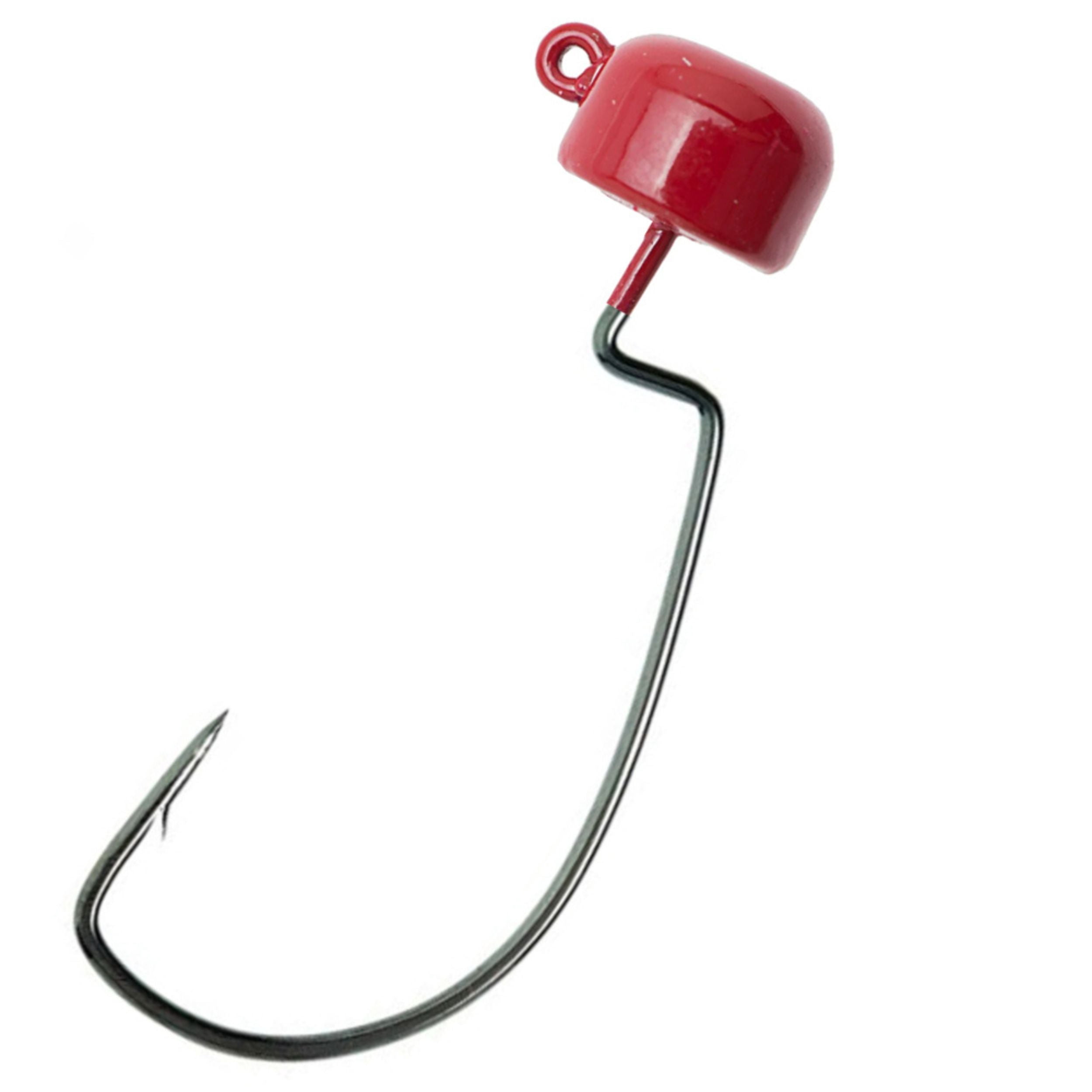 Reaction Tackle Tungsten Mushroom Head Ned Rig Shroom Jig Heads for Finesse Fishing, Weedless Jig Head for Bass Fishing with Soft Lures (5-Pack) 1/10oz Red EWG