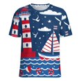 thumbnail image 5 of Lighthouse Sailboat Ocean Waves Balloons T Shirts Basic T-Shirt Short Sleeve Ladies Tee Shirt Summer Graphic Clothing, 5 of 7