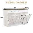 thumbnail image 3 of JassmiPkwy Tilt-Out Trash Cabineat, 3x13 Gallons Wooden Kitchen Trash Can Cabinet with Hideaway Drawer, Freestanding Garbage Recycling Cabinets, Pet-Proof, Power Outlets, 59 Inches, White, 3 of 8