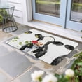 thumbnail image 2 of Black White Cow Doormat Outdoor Entrance 20"x31.5", Spring Farmhouse Animals Printed Red Floral Absorb Moisture Dirt Door Mats, Non-Slip Rubber Backing Floor Mats Indoor, Low-Profile Front Door Rugs, 2 of 9