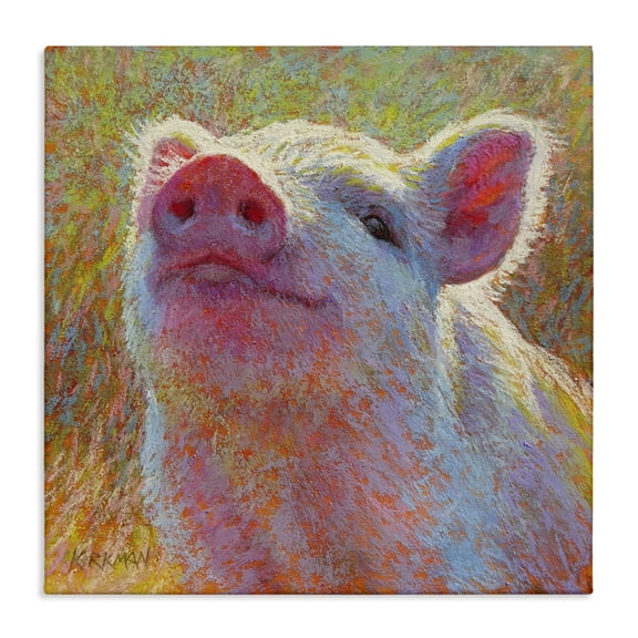 Stupell Industries French Country Impressionist Pig Canvas Art, 24 x 24, by Rita Kirkman