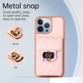 thumbnail image 4 of ELEHOLD Multi-Functional Wallet Case for iPhone 13 Pro Max Organ Card Holders Argyle Pattern PU Leather Metal Snap with Crossbody Strap Shockproof Elegant Purse Case, Pink, 4 of 9