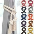 thumbnail image 2 of EIMELI 2Pcs Solid Color Weaving Cotton Linen Rope Curtain Tieback Holder Home Decor, 2 of 8