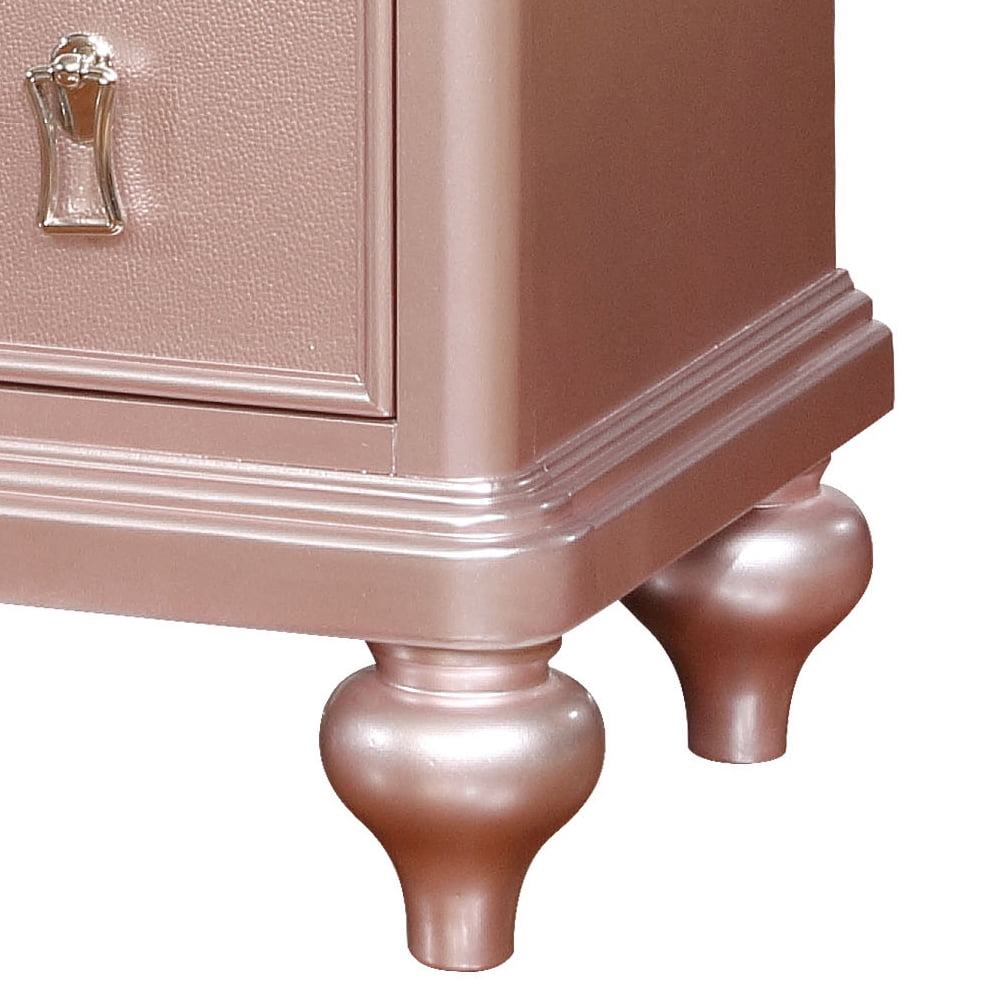 Furniture of America Starnom Nightstand with 2-Drawer, Rose Gold