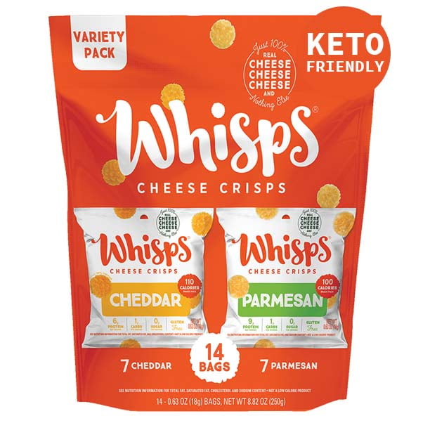 Whisps Keto Friendly Parmesan & Cheddar Cheese Crisps, 0.63 Oz, 14