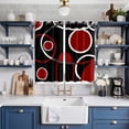 thumbnail image 2 of Black Red Kitchen Curtains 84 Inch Length, White Circle Geometric Abstract Texture Grommet Top Bedroom Living Room Curtains, Light Filtering Cafe Curtain Drapes 2 Panels Set 104''x84'', 2 of 9
