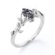 thumbnail image 4 of JeenMata Anillo de Compromiso de 4 Puntas con Diseño Botánico Cuarzo Rutilado con Agujas Negras Talladas en Forma de Pera de 1 Quilate; Baño de Oro Blanco de 18 K sobre Plata, 4 of 6