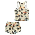 thumbnail image 2 of Xoenoiee Yellow Palm Tree Print Girls Tankini Swimsuits 2 Piece Summer Boyshort Bathing Suit Rash Guard Swimwear for Kids Child Beach with Sun Protection, Size 10-11 Years, 2 of 7