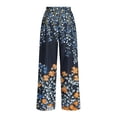 thumbnail image 6 of Ecqkame Pants for Women Casual Loose Floral Print Elastic High Waist Wide Leg Pants Lightweight Comfortable Trousers with Pockets Gray XXL, 6 of 7