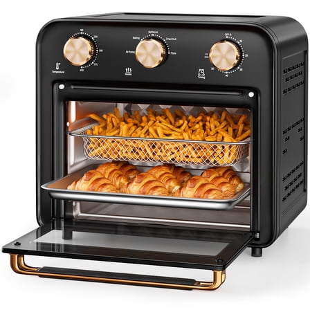 TINANA 5-in-1 Air Fryer Toaster Oven Countertop, 1300W 17 Qt, 4-Slice Convection Ovens Combo, Oil-Less Air Fry, Roast, Bake Broil Toast, Dried Fruit, Timer, Stainless Steel