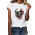thumbnail image 5 of Busydd Womens Summer Tops Skull Print T Shirts for Women Casual Short Sleeve Round Neck Graphic Tees Comfortable Cotton T-Shirts L, 5 of 6