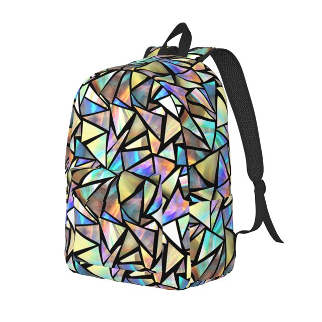 Disketp Colored Glass Mochila de Lona Estampada, Mochila Escolar de Viaje Ligera para Estudiantes y Portátil-Medium