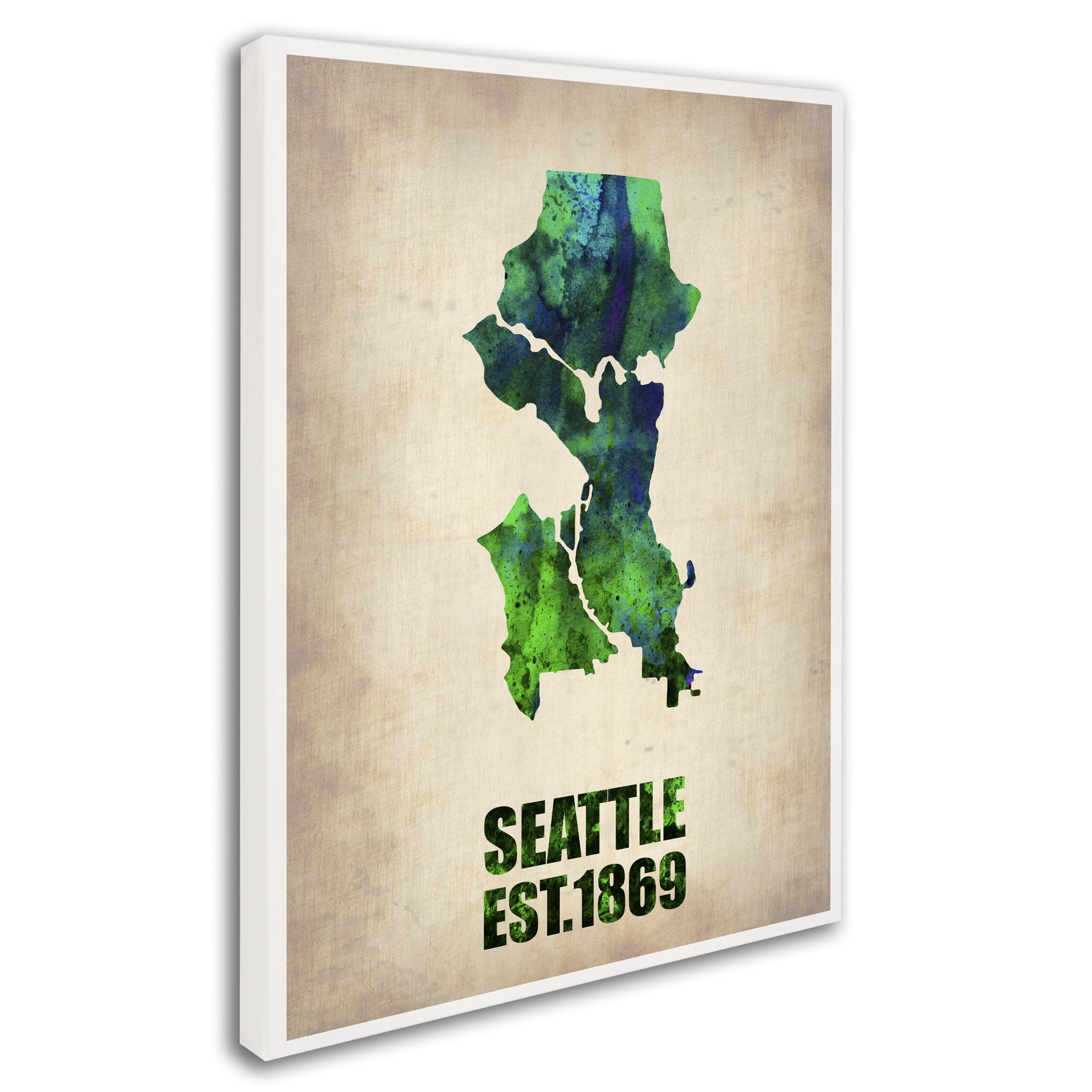 Trademark Fine Art "Seattle Watercolor Map" Canvas Art by Naxart