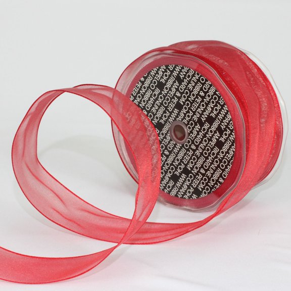 The Ribbon People Scarlet Red Crystal Wired Edge Craft Ribbon 1.5" x 27 Yards