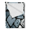 thumbnail image 2 of Floral Soft Flannel Fleece Blanket, Modern Design with Geometrical Shapes and Patterns from Diverse Cultures, Cozy Plush for Indoor and Outdoor Use, 70" x 90", Bluegrey Black White, by Ambesonne, 2 of 5