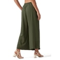 thumbnail image 3 of Pantalones Willit de lino para mujer, pierna ancha, color verde militar, talla XS, 3 of 7
