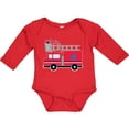 thumbnail image 3 of Inktastic 4th of July Firetruck with Red and Blue Stars Boys or Girls Long Sleeve Baby Bodysuit, 3 of 5