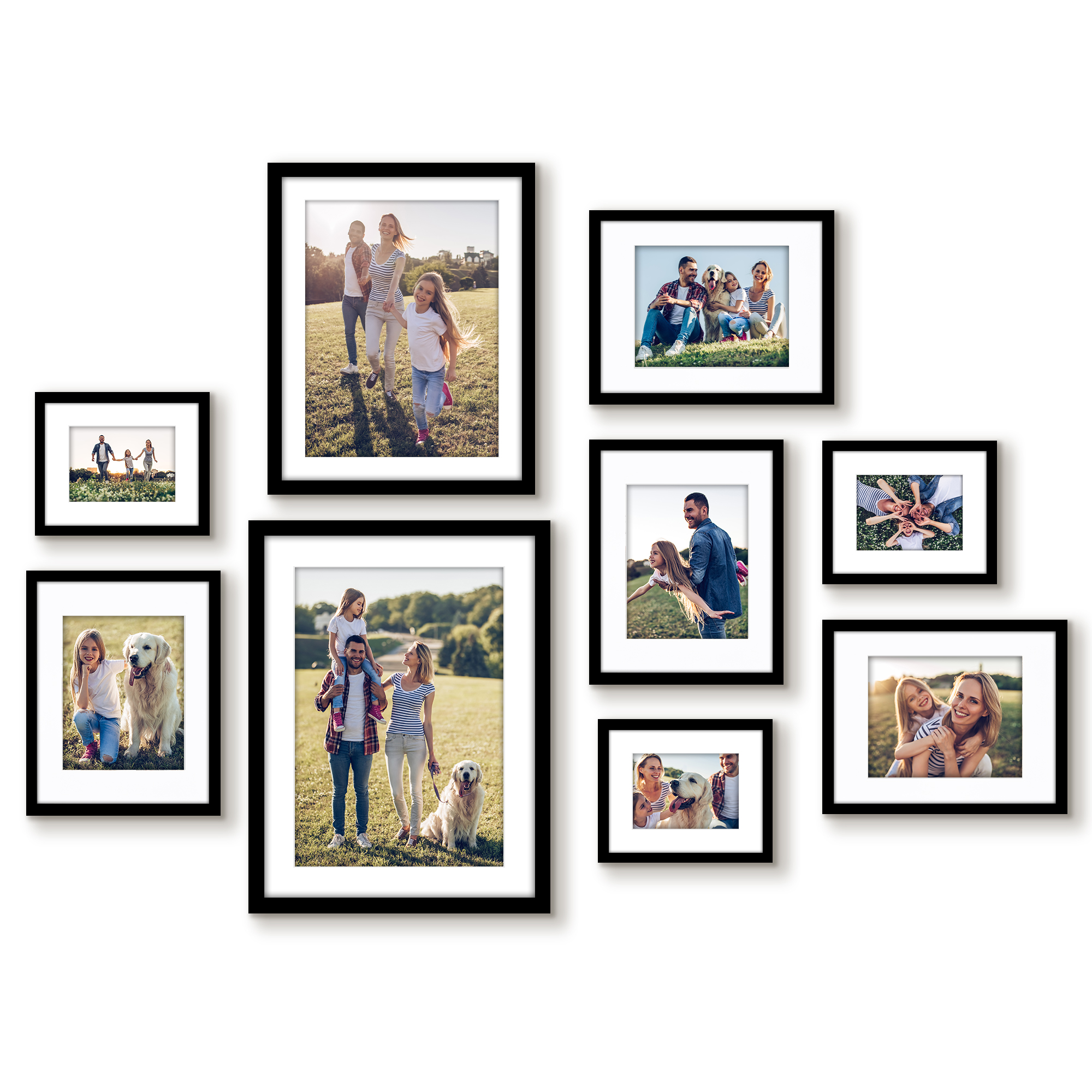 Americanflat Picture Frame Gallery Set Shatter-Resistant Glass 9 Pack Multi Size for 8x10, 11x14, 16x20, 18x24 - Black