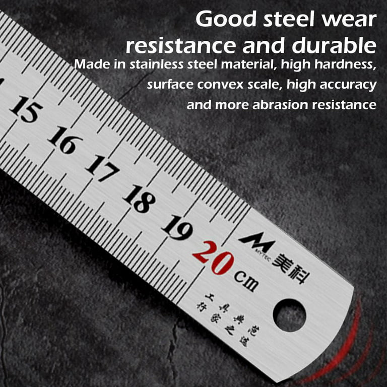 20/30/50cm Stainless Steel Double Side Straight Ruler Centimeter Inches Scale Stationery School Ruler Measuring Tool Precision Draft ruler,circle